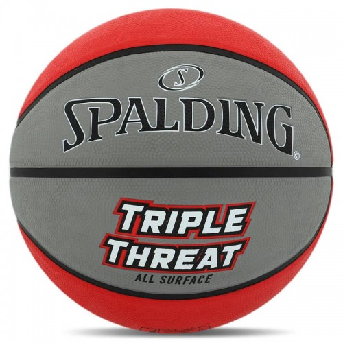 М"яч баскетбольний гумовий Spalding Triple Threat №7, сірий-червоний, код: 84546Z