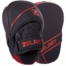 Лапа вигнута для боксу та єдиноборств Zelart 250x180x50 мм 2шт чорний-червоний, код: VL-3148_BKR-S52