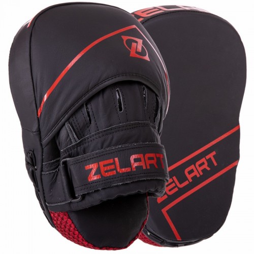 Лапа вигнута для боксу та єдиноборств Zelart 250x180x50 мм 2шт чорний-червоний, код: VL-3148_BKR-S52