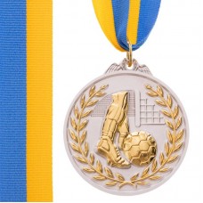 Медаль спортивна зі стрічкою PlayGame Футбол срібна, код: C-7030_S Медаль спортивна зі стрічкою PlayGame Футбол срібна, код: C-7030_S