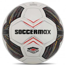 М"яч футбольний Soccermax №5 PU, білий-червоний, код: FB-4193_WR