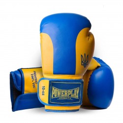 Боксерські рукавиці PowerPlay 3021 Ukraine синьо-жовті, 10 унцій, код: PP_3021_10oz_Blue-Yellow