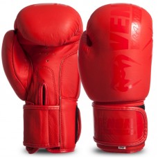 Рукавички боксерські шкіряні Venum Matt на липучці 14 унцій, червоний, код: MA-0703_14R