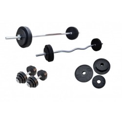 Набірна штанга c гантелями RN-Sport 4 хромовані грифи + 120 кг обгумованих дисків, код: Obtop120 Набірна штанга c гантелями RN-Sport 4 хромовані грифи + 120 кг обгумованих дисків, код: Obtop120