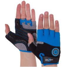 Рукавички для фітнесу жіночі Zelart M чорний-блакитний, код: SB-161727_MN