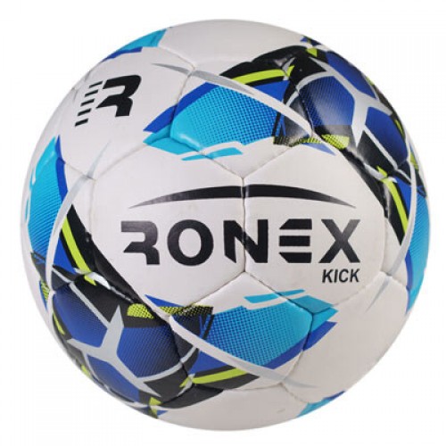 М"яч футбольний Ronex Grippy Kick №5, білий-синій, код: RX-KCK251-WS
