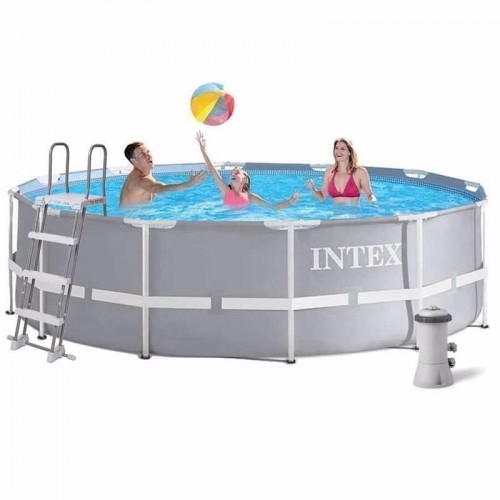 Круглий каркасний басейн Intex Prism Frame Pool 3785 л/год. + сходи, 3660x1220 мм, код: 26718-IB