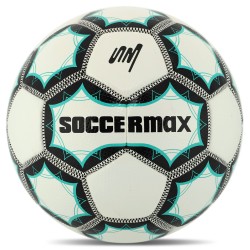 М"яч футбольний Soccermax №5, білий-бірюзовий, код: FB-8079_WT