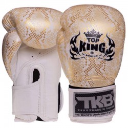 Рукавички боксерські  Top King Super Snake шкіряні 8 унцій, білий-золотий, код: TKBGSS-02_8WG-S52