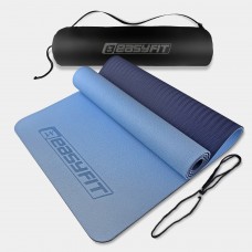 Килимок для йоги та фітнесу EasyFit TPE+TC 1830х610х6 мм двошаровий + Чохол блакитний-синій, код: EF-1924s-LBBL-EF