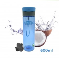Пляшка для води Casno 600 мл + пластиковий вінчик, блакитна, код: KXN-1145_Blue