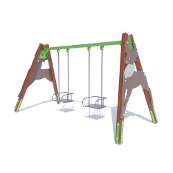 Гойдалка на дерев"яних стійках подвійна Miros 2120х3570х2120 мм, код: DIO316 Гойдалка на дерев"яних стійках подвійна Miros 2120х3570х2120 мм, код: DIO316