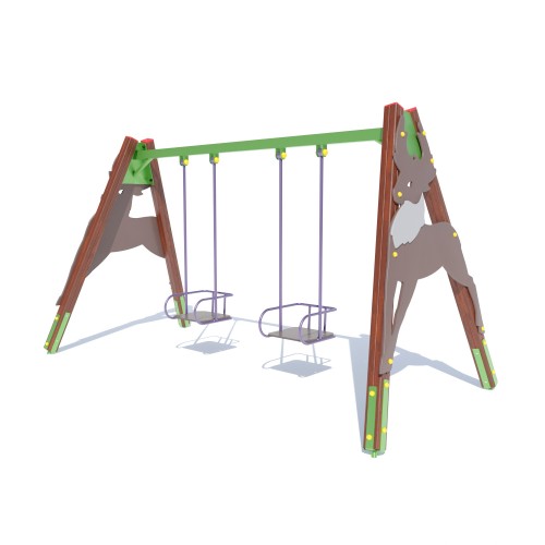 Гойдалка на дерев"яних стійках подвійна Miros 2120х3570х2120 мм, код: DIO316 Гойдалка на дерев"яних стійках подвійна Miros 2120х3570х2120 мм, код: DIO316