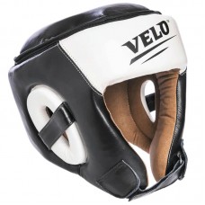 Шолом боксерський відкритий Velo шкіряний з посиленим захистом верхівки M, чорний, код: VL-2211_MBK