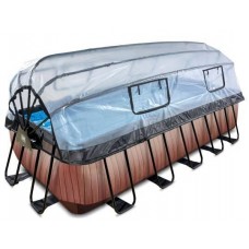 Басейн каркасний прямокутний Exit "дерево" з тепловим насосом 5400х2500х1220 мм, код: 30.67.53.10 Басейн каркасний прямокутний Exit "дерево" з тепловим насосом 5400х2500х1220 мм, код: 30.67.53.10