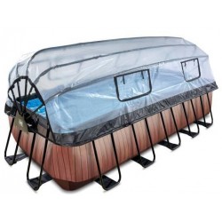 Басейн каркасний прямокутний Exit "дерево" з тепловим насосом 5400х2500х1220 мм, код: 30.67.53.10