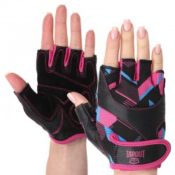 Рукавички для фітнесу та тренувань Tapout S, чорний-рожевий, код: SB168512_SP