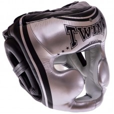 Шолом боксерський з повним захистом шкіряний Twins XL срібний-чорний, код: FHGL3-TW4_XLSBK-S52