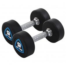 Гантелі цільні професійні з поліуретановим покриттям LiveUp 2х9кг, чорний-синій, код: LP8075-9 Гантелі цільні професійні з поліуретановим покриттям LiveUp 2х9кг, чорний-синій, код: LP8075-9