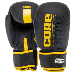 Рукавички боксерські Core 12 унцій, чорний-жовтий, код: BO-8540_12Y