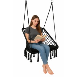 Крісло-гойдалка підвісна квадратна WCG + м’яка подушка, чорний, код: QNSW03BL-IF