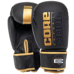 Рукавички боксерські Core 12 унцій, чорний-золотий, код: BO-8540_12GO