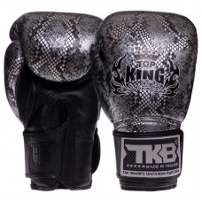 Рукавички боксерські  Top King Super Snake шкіряні 8 унцій, чорний-срібний, код: TKBGSS-02_8BKS-S52