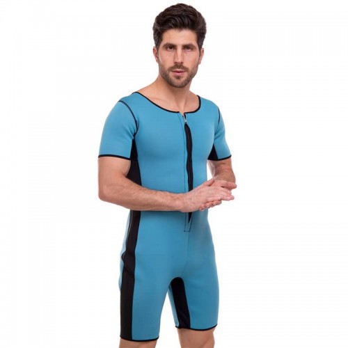 Костюм-комбінезон для схуднення унісекс FitGo 3XL (52-54), чорний-бірюзовий, код: ST-2081_3XL