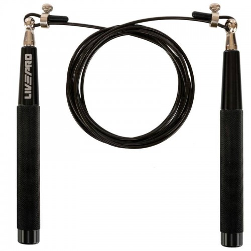 Скакалка швидкісна Кросфіт зі сталевим тросом LiveUp 3000 мм, чорний, код: LP8283_BK