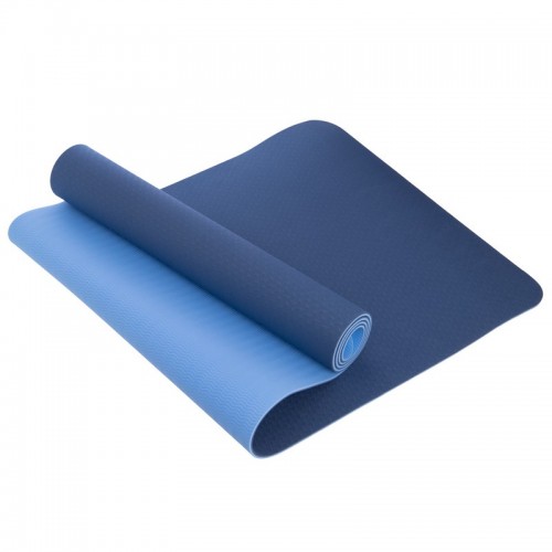 Килимок для фітнесу та йоги FitGo 6 мм синій-блакитний, код: FI-3046_BLN
