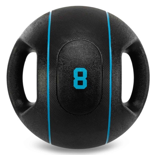 Медбол м"яч медичний дворучний з хватами LiveUp Medicine Ball 8кг, чорний, код: LP8111-8