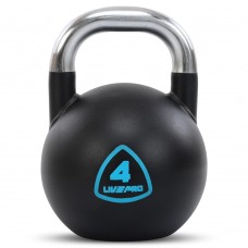 Гиря змагальна цільна сталева пофарбована з хромованою ручкою LiveUp 4кг, чорний, код: LP8042-4 Гиря змагальна цільна сталева пофарбована з хромованою ручкою LiveUp 4кг, чорний, код: LP8042-4