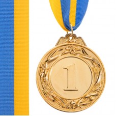 Медаль спортивна зі стрічкою PlayGame Glory золота, код: C-3969_G