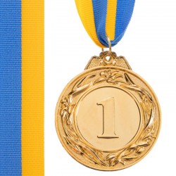 Медаль спортивна зі стрічкою PlayGame Glory золота, код: C-3969_G