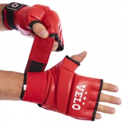 Рукавички для змішаних єдиноборств MMA Velo L червоний, код: ULI-4023_LR