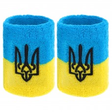 Напульсник спортивний махровий FitGo Герб України 1шт, жовтий-блакитний, код: BC-9280_YN