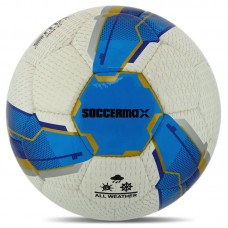 М"яч футбольний Soccermax FIFA №5, білий-синій, код: FB-7995_BL