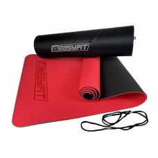 Килимок для йоги та фітнеса EasyFit двошаровий + чохол 1830х610х6мм червоний з чорним, код: EF-1924E-RB-EF