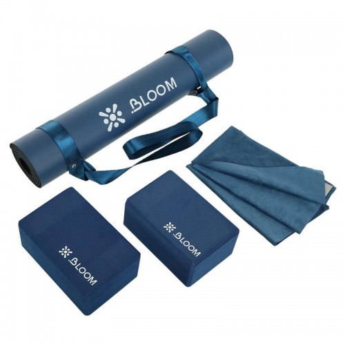 Набір для йоги 4в1 килимок, ремінь-стяжка, блок для йоги, рушник для йоги, синій, код: LB7101_BL Набір для йоги 4в1 килимок, ремінь-стяжка, блок для йоги, рушник для йоги, синій, код: LB7101_BL
