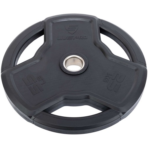 Диски гумові з потрійним хватом та металевою втулкою LiveUp ø50мм, 25кг, чорний, код: LP8330-25 Диски гумові з потрійним хватом та металевою втулкою LiveUp ø50мм, 25кг, чорний, код: LP8330-25