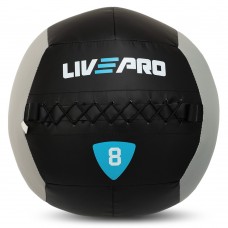 М"яч набивний медичний для кросфіту LiveUp 8кг, чорний-сірий, код: LP8100-8