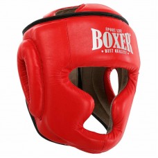 Шолом боксерський з повним захистом шкіряний Boxer New M, червоний, код: 2033-N_MR