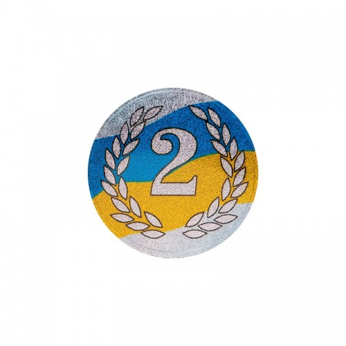 Наклейка (жетон 1шт) на медаль, кубок PlayGame 1 Місце d-35 мм срібна, код: C-3217_S