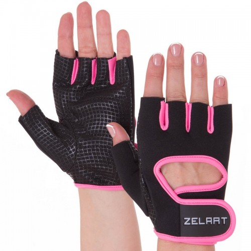 Рукавички для фітнеca Zelart L чорний-рожевий, код: MA-3885_LP