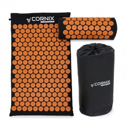 Килимок акупунктурний з валиком Аплікатор Кузнєцова Cornix Classic Mat 720х420х20 мм, чорний-помаранчевий, код: XR-0111 Килимок акупунктурний з валиком Аплікатор Кузнєцова Cornix Classic Mat 720х420х20 мм, чорний-помаранчевий, код: XR-0111