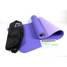 Килимок для йоги та фітнесу EasyFit TPE+TC 6 мм двошаровий + Чохол бузковий c св.бузковий, код: EF-1924E-l/l