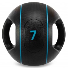 Медбол м"яч медичний дворучний з хватами LiveUp Medicine Ball 7кг, чорний, код: LP8111-7