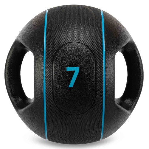 Медбол м"яч медичний дворучний з хватами LiveUp Medicine Ball 7кг, чорний, код: LP8111-7