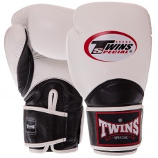 Рукавички боксерські шкіряні Twins Velcro 10 унцій, білий-чорний, код: BGVL11_10WBK