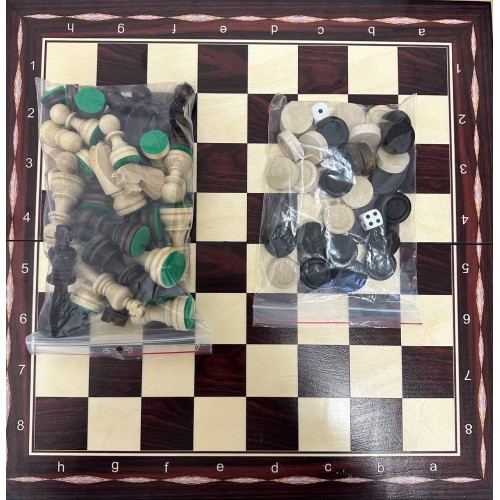 Набір шахи, шашки, нарди Madon 470х470 мм, коричневий-бежевий, код: 2022110300496